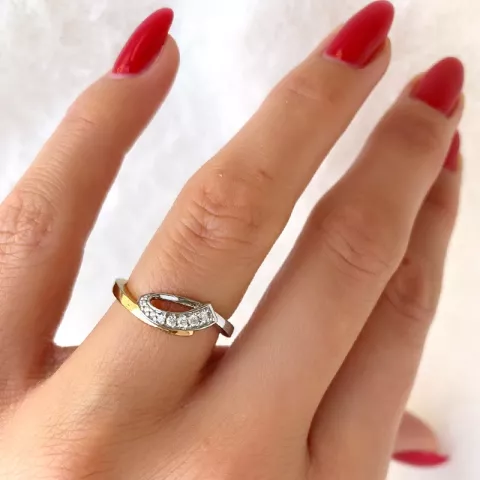 abstract diamant ring in 14 karaat goud-en witgoud 0,075 ct