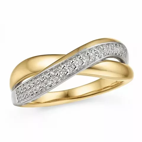 abstract briljant ring in 14 karaat goud-en witgoud 0,16 ct