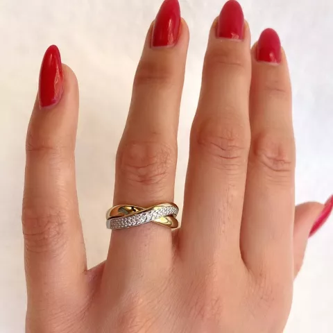 abstract briljant ring in 14 karaat goud-en witgoud 0,16 ct