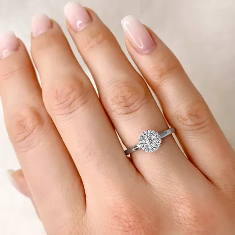 rond diamant ring in 14 karaat witgoud 0,11 ct 0,192 ct