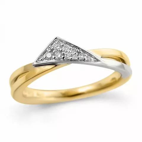 abstract diamant ring in 14 karaat goud-en witgoud 0,08 ct
