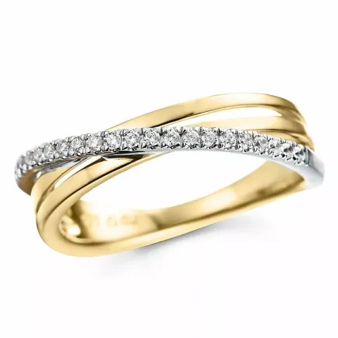 abstract diamant ring in 14 karaat goud-en witgoud 0,15 ct