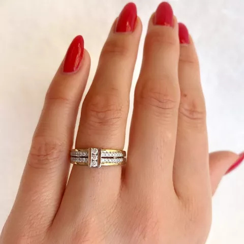 diamant ring in 14 karaat goud-en witgoud 0,257 ct