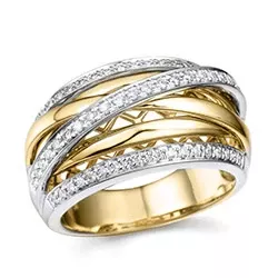 breed diamant ring in 14 karaat goud-en witgoud 0,35 ct