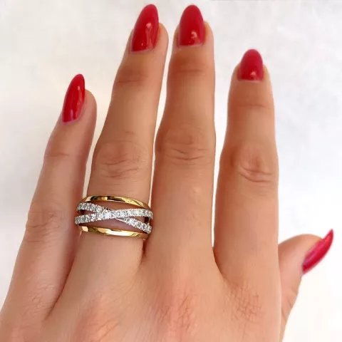breed abstract goud ring in 14 karaat goud-en witgoud 0,75 ct