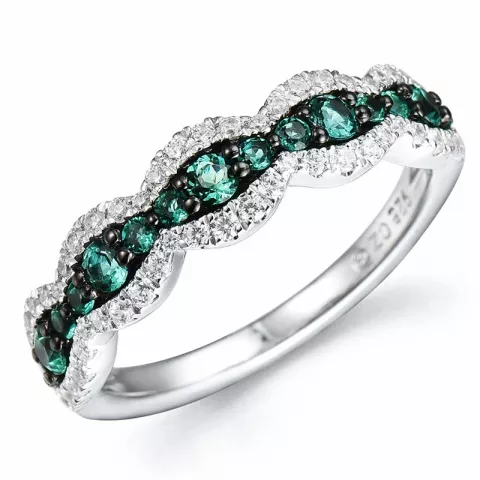 Smaragd diamant ring in 14 karaat witgoud 0,48 ct 0,34 ct