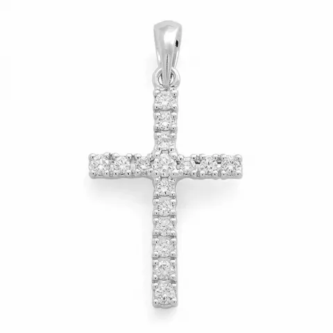 kruis diamant hanger in 14 caraat witgoud 0,26 ct