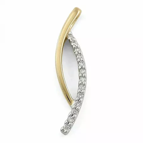 Ovaal witte diamant hanger in 14 caraat goud-en witgoud 0,10 ct