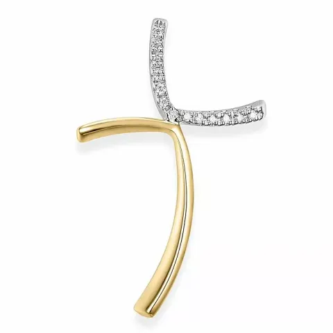 Echt kruis diamanten hanger in 14 caraat goud-en witgoud 0,06 ct