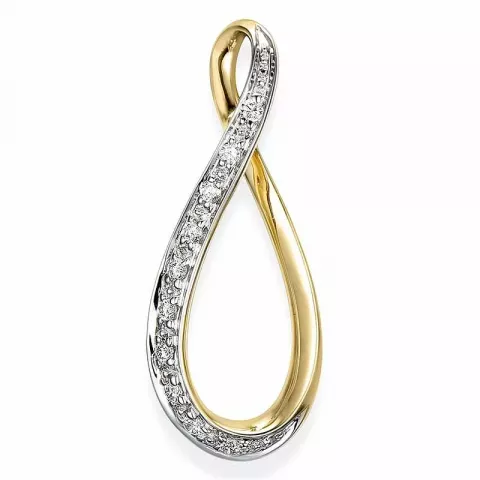 Groot ovaal diamanten hanger in 14 caraat goud-en witgoud 0,11 ct