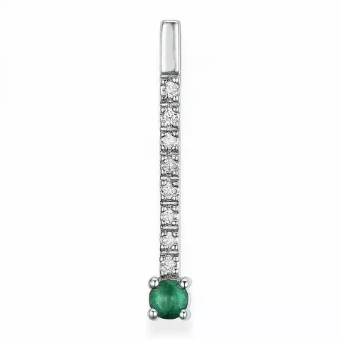 smaragd diamanten hanger in 14 caraat witgoud 0,07 ct 0,13 ct