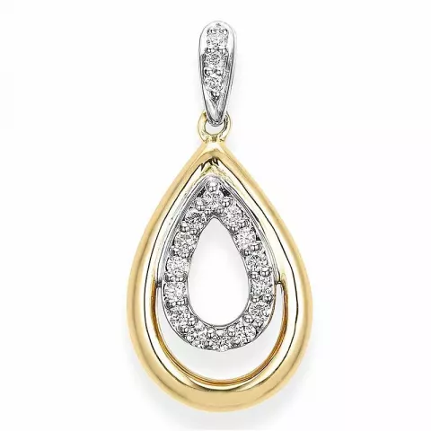 Druppelvormig diamanten hanger in 14 caraat goud-en witgoud 0,11 ct