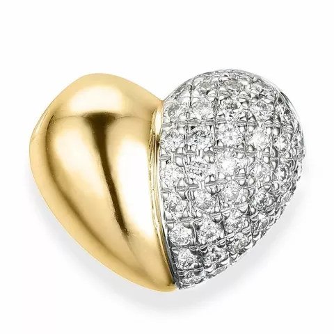 hart diamanten hanger in 14 caraat goud-en witgoud 0,32 ct