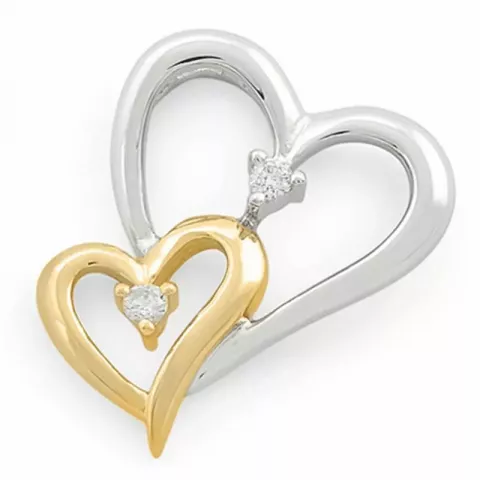 hart diamanten hanger in 14 caraat goud-en witgoud 0,04 ct