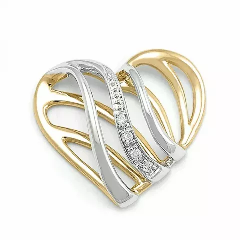 Echt hart diamanten hanger in 14 caraat goud-en witgoud 0,02 ct