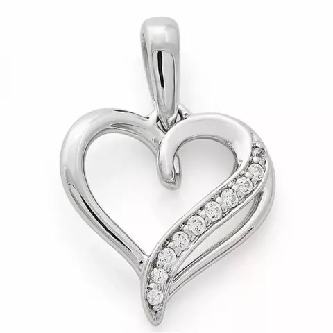 hart diamanten hanger in 14 caraat witgoud 0,06 ct