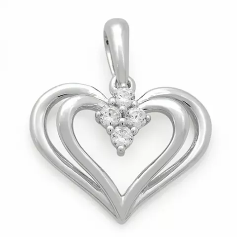 hart diamanten hanger in 14 caraat witgoud 0,12 ct