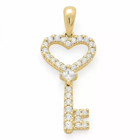 sleutel diamanten hanger in 14 caraat goud 0,21 ct