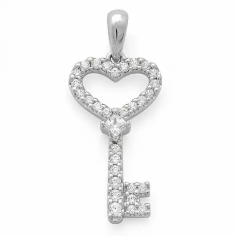 sleutel diamanten hanger in 14 caraat witgoud 0,21 ct
