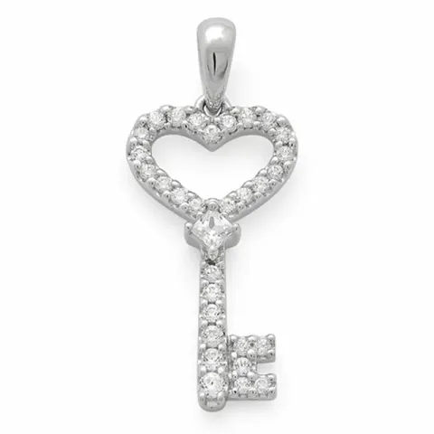 sleutel diamanten hanger in 14 caraat witgoud 0,21 ct