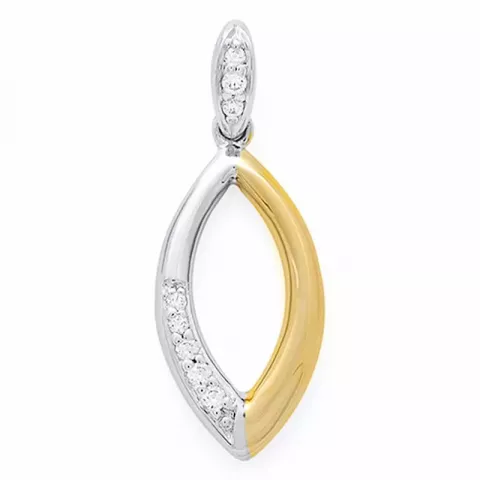Groot abstract diamanten hanger in 14 caraat goud-en witgoud 0,05 ct