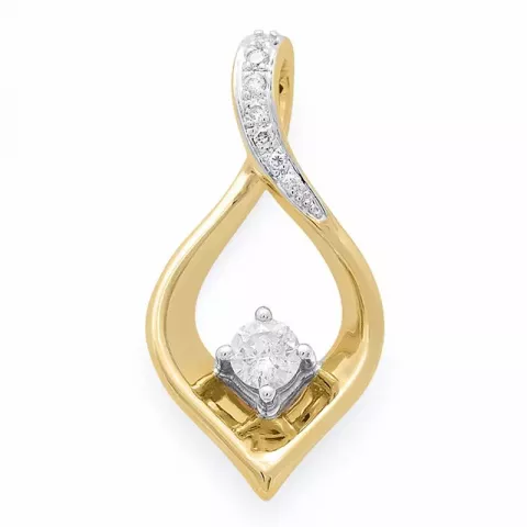 Groot diamanten hanger in 14 caraat goud-en witgoud 0,20 ct 0,03 ct