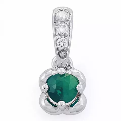 smaragd diamanten hanger in 14 caraat witgoud 0,03 ct 0,20 ct
