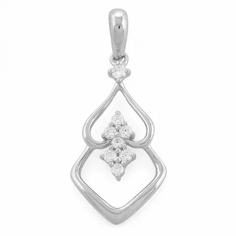Trendy abstract diamanten hanger in 14 caraat witgoud 0,18 ct