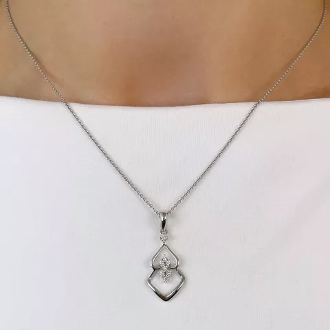 Trendy abstract diamanten hanger in 14 caraat witgoud 0,18 ct