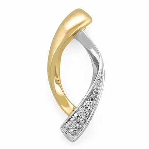 abstract diamanten hanger in 14 caraat goud-en witgoud 0,02 ct