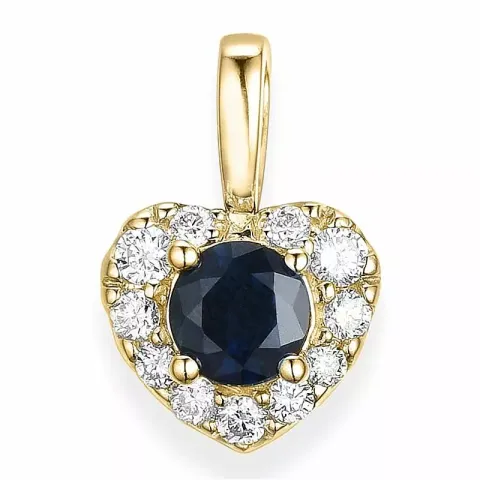 Hart blauwe saffier hanger in 14 caraat goud 0,159 ct