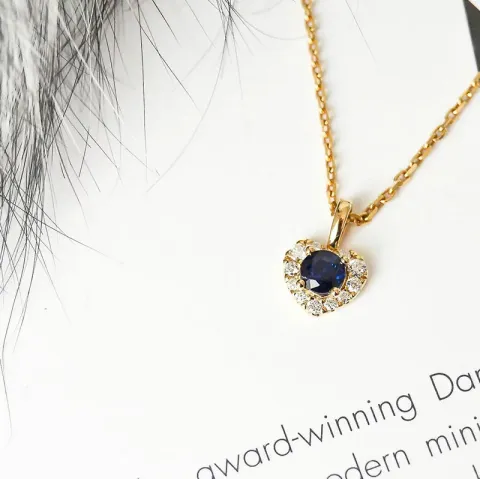 hart blauwe saffier hanger in 14 caraat goud 0,159 ct 0,45 ct