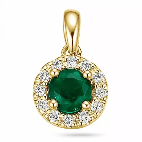 smaragd diamanten hanger in 14 caraat goud 0,35 ct 0,12 ct