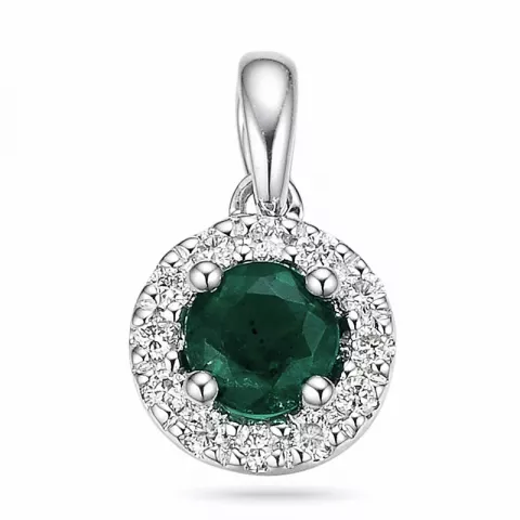 smaragd diamanten hanger in 14 caraat witgoud 0,35 ct 0,12 ct
