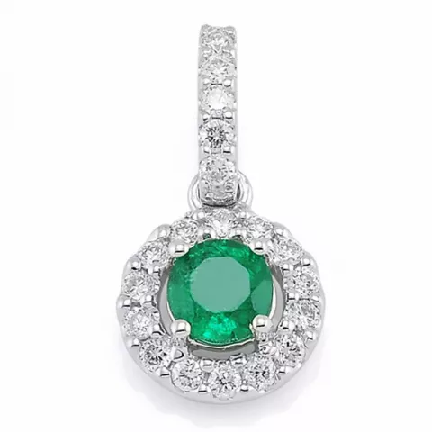 smaragd diamanten hanger in 14 caraat witgoud 0,19 ct 0,35 ct