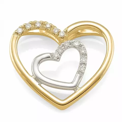 hart diamanten hanger in 14 caraat goud 0,05 ct