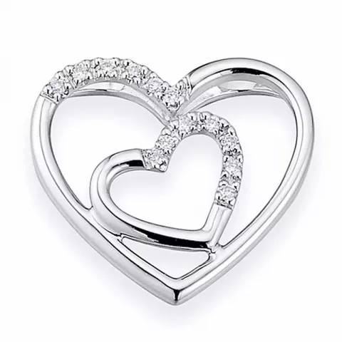 hart diamanten hanger in 14 caraat witgoud 0,05 ct
