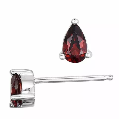 2 x 0,33 ct sieraad granaat oorsteker in 14 karaat witgoud met granaat