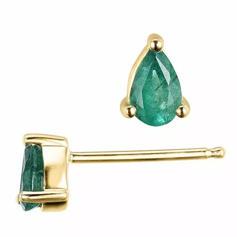 2 x 0,21 ct sieraad groene smaragd oorsteker in 14 karaat goud met smaragd