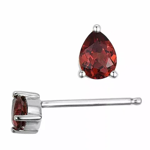 2 x 0,23 ct granaat oorsteker in 14 karaat witgoud met granaat
