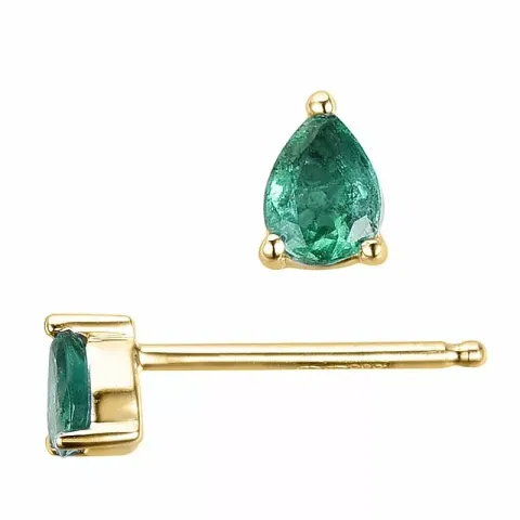 2 x 0,15 ct groene smaragd oorsteker in 14 karaat goud met smaragd