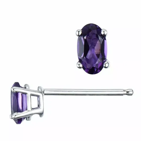 2 x 0,25 ct druppel paarse amethist oorsteker in 14 karaat witgoud met amethist