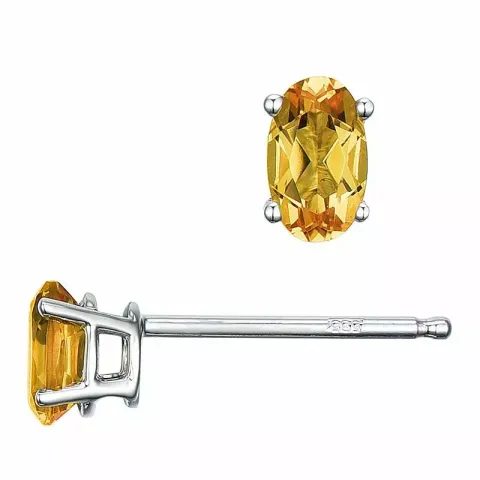 2 x 0,25 ct geel citrien oorsteker in 14 karaat witgoud met citrien