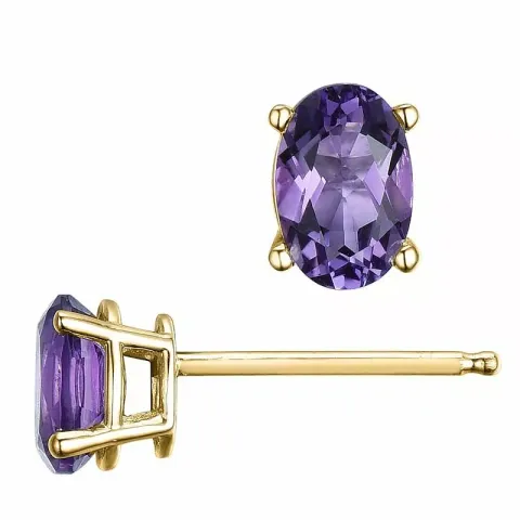 2 x 0,45 ct paarse amethist oorsteker in 14 karaat goud met amethist