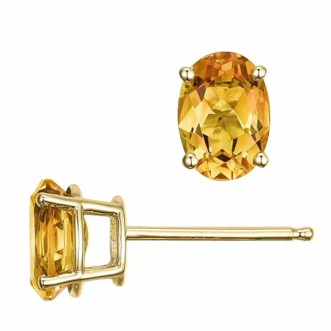 2 x 0,80 ct geel citrien oorsteker in 14 karaat goud met citrien