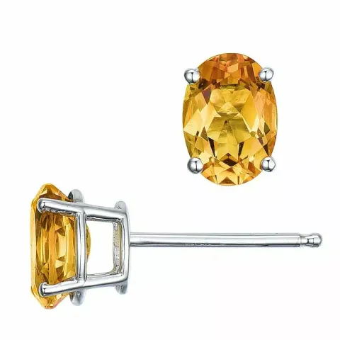 2 x 0,80 ct geel citrien oorsteker in 14 karaat witgoud met citrien