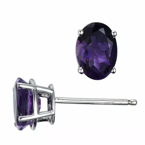 2 x 0,80 ct paarse amethist oorsteker in 14 karaat witgoud met amethist