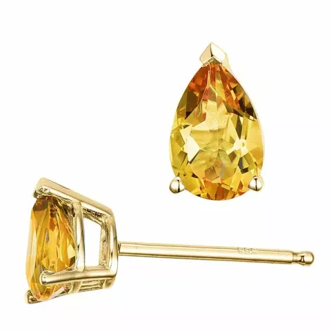 2 x 0,40 ct geel citrien oorsteker in 14 karaat goud met citrien