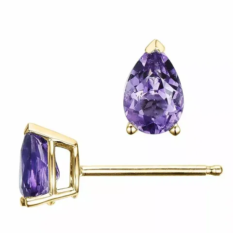2 x 0,40 ct paarse amethist oorsteker in 14 karaat goud met amethist