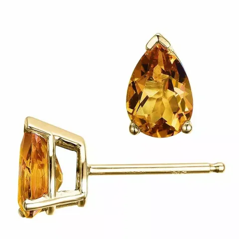 2 x 0,68 ct geel citrien oorsteker in 14 karaat goud met citrien